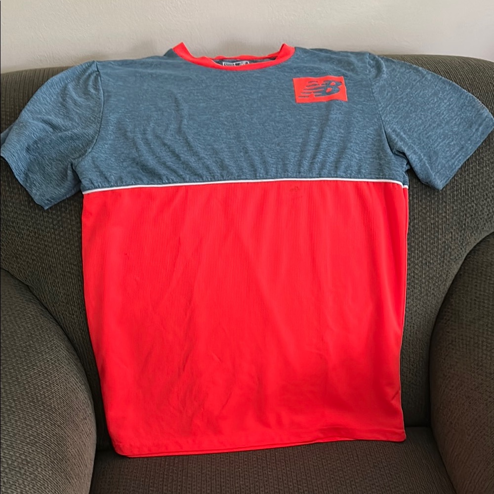 New Balance Boys XL(18-20) Gray and Orange Short Sleeve Tee